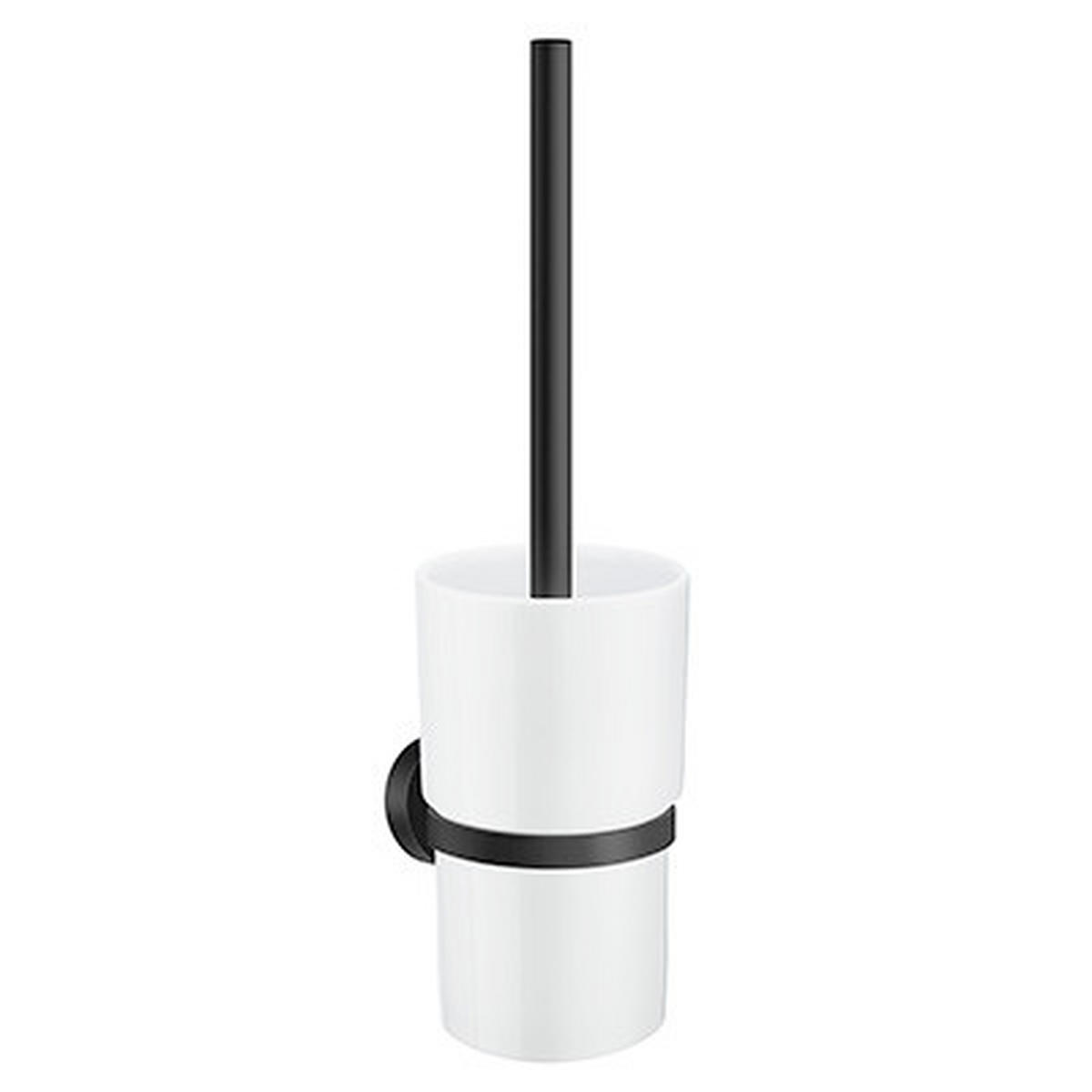 WC-BÜRSTENGARNITUR in Metall  Kunststoff   - Schwarz/Weiß, Basics, Glas/Kunststoff (9,8/38/11,8cm)