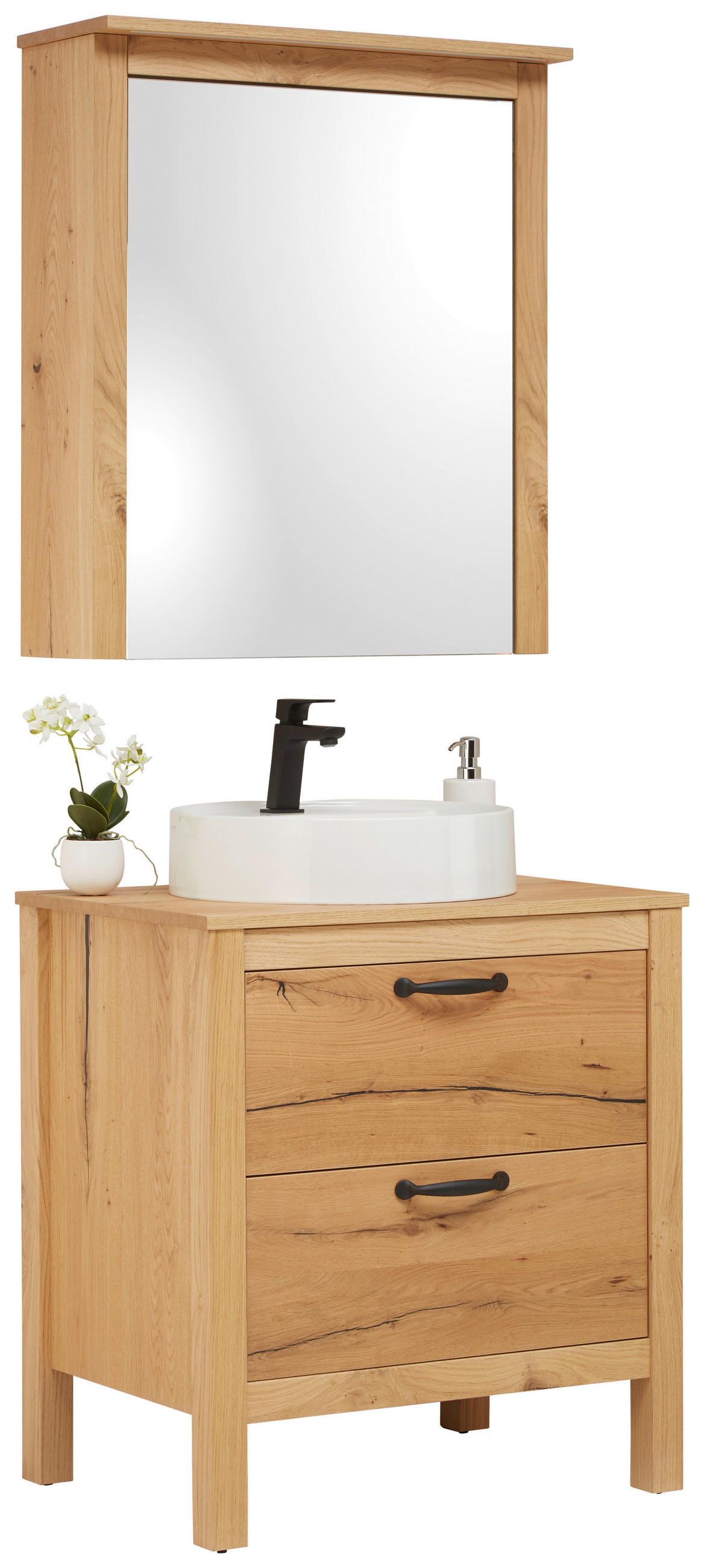 BADEZIMMER  in 70 cm  - Eichefarben/Weiß, MODERN, Glas/Holz (70cm) - Landscape