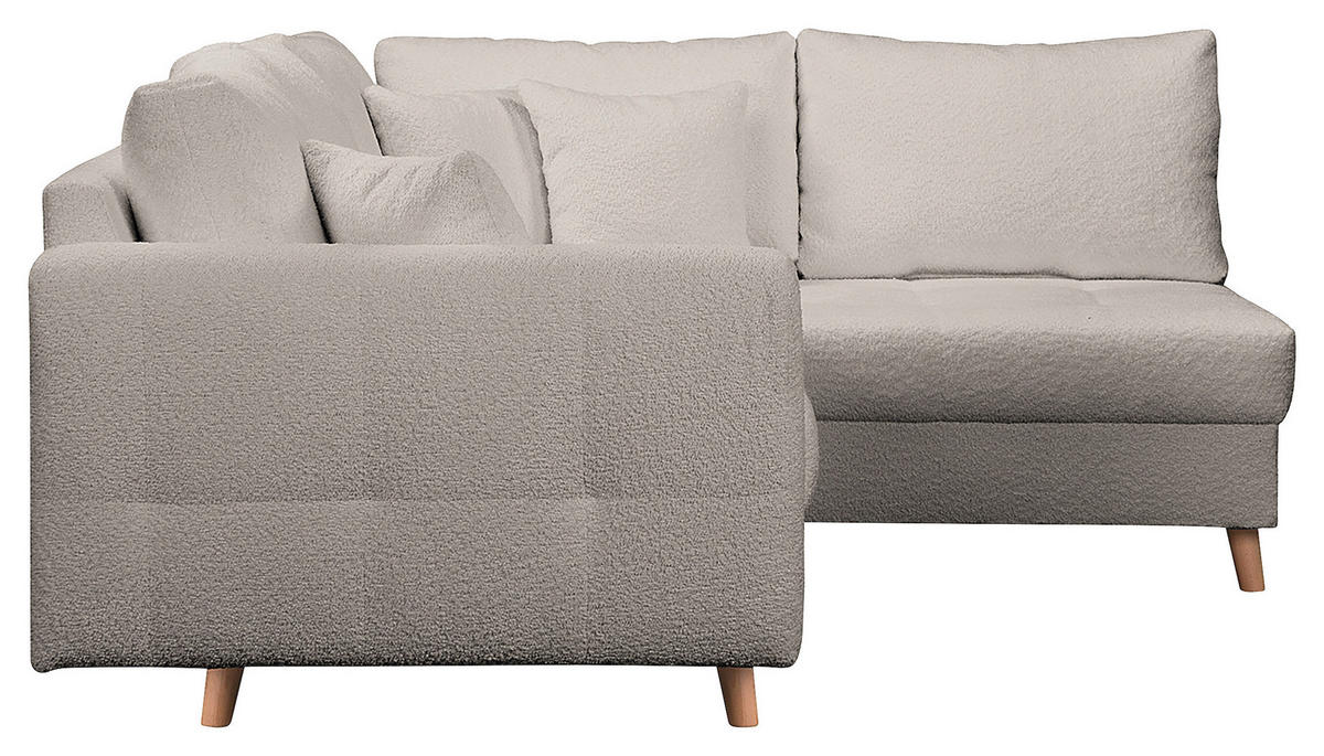 ECKSOFA Ariella Grau Bouclé  - Naturfarben/Grau, Design, Holz/Textil (231/161cm) - Livetastic