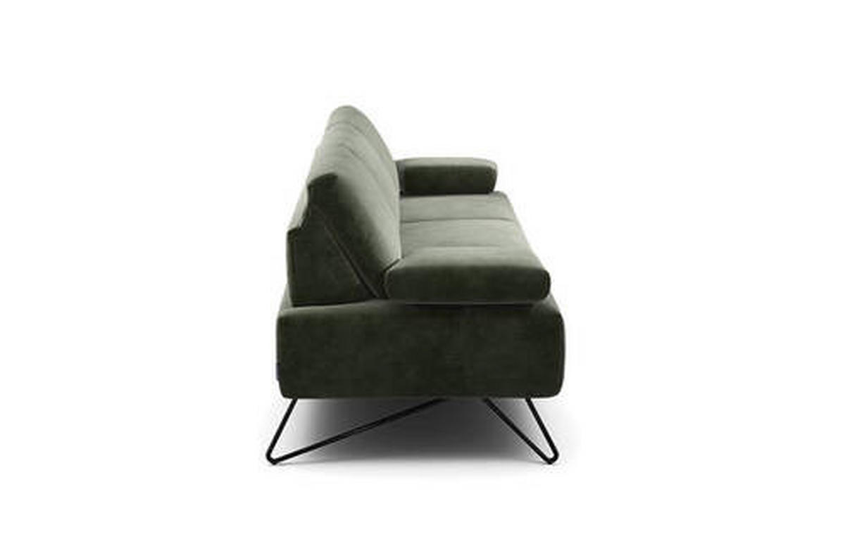 3-SITZER-SOFA in Samt Waldgrün  - Waldgrün/Schwarz, Design, Textil/Metall (234-264/85/86-94cm) - SENSOO