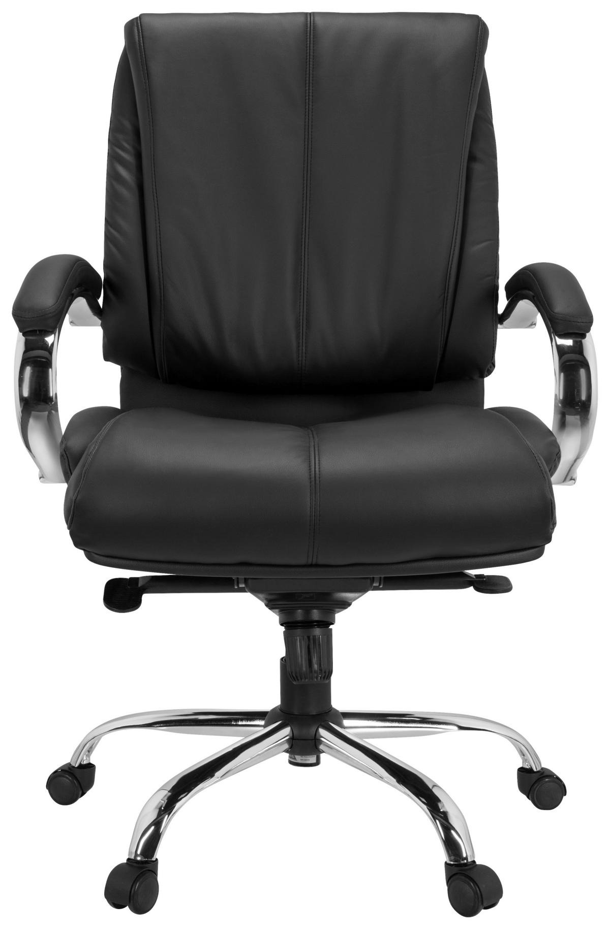 CHEFSESSEL Lederlook Schwarz  - Silberfarben/Schwarz, Basics, Kunststoff/Textil (66/113/70cm) - MID.YOU