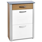 SCHUHKIPPER 71/97/34 cm  - Chromfarben/Eichefarben, Design, Glas/Holzwerkstoff (71/97/34cm) - Moderano
