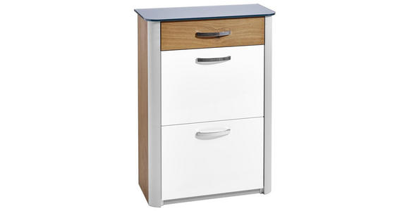 SCHUHKIPPER 71/97/34 cm - Chromfarben/Eichefarben, Design, Glas/Holzwerkstoff (71/97/34cm) - Moderano