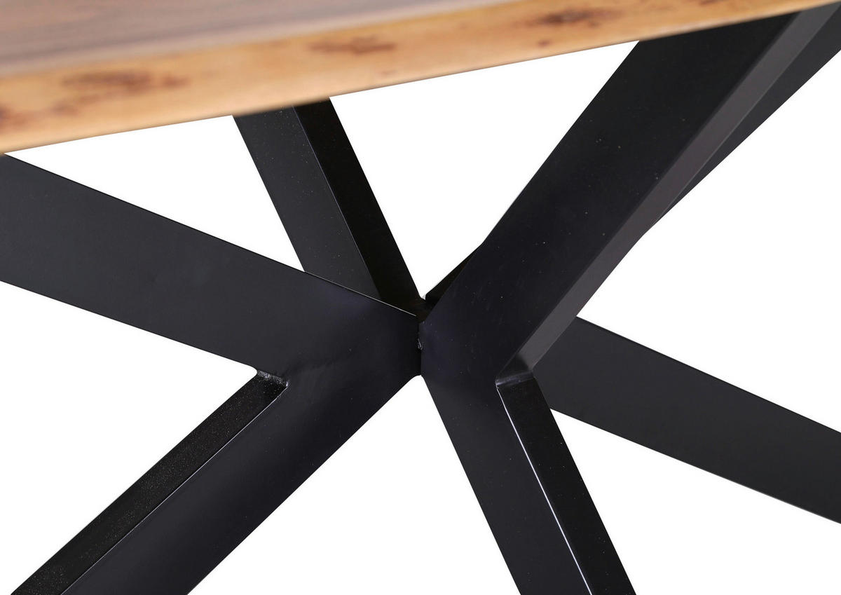 ESSTISCH Akazie massiv rechteckig Naturfarben, Schwarz  - Schwarz/Naturfarben, MODERN, Holz/Metall (180/90/75cm) - Livetastic