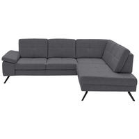 ECKSOFA in Lederlook, Mikrofaser Grau  261/220 cm  - Schwarz/Grau, Design, Textil/Metall (261/220cm) - Beldomo System