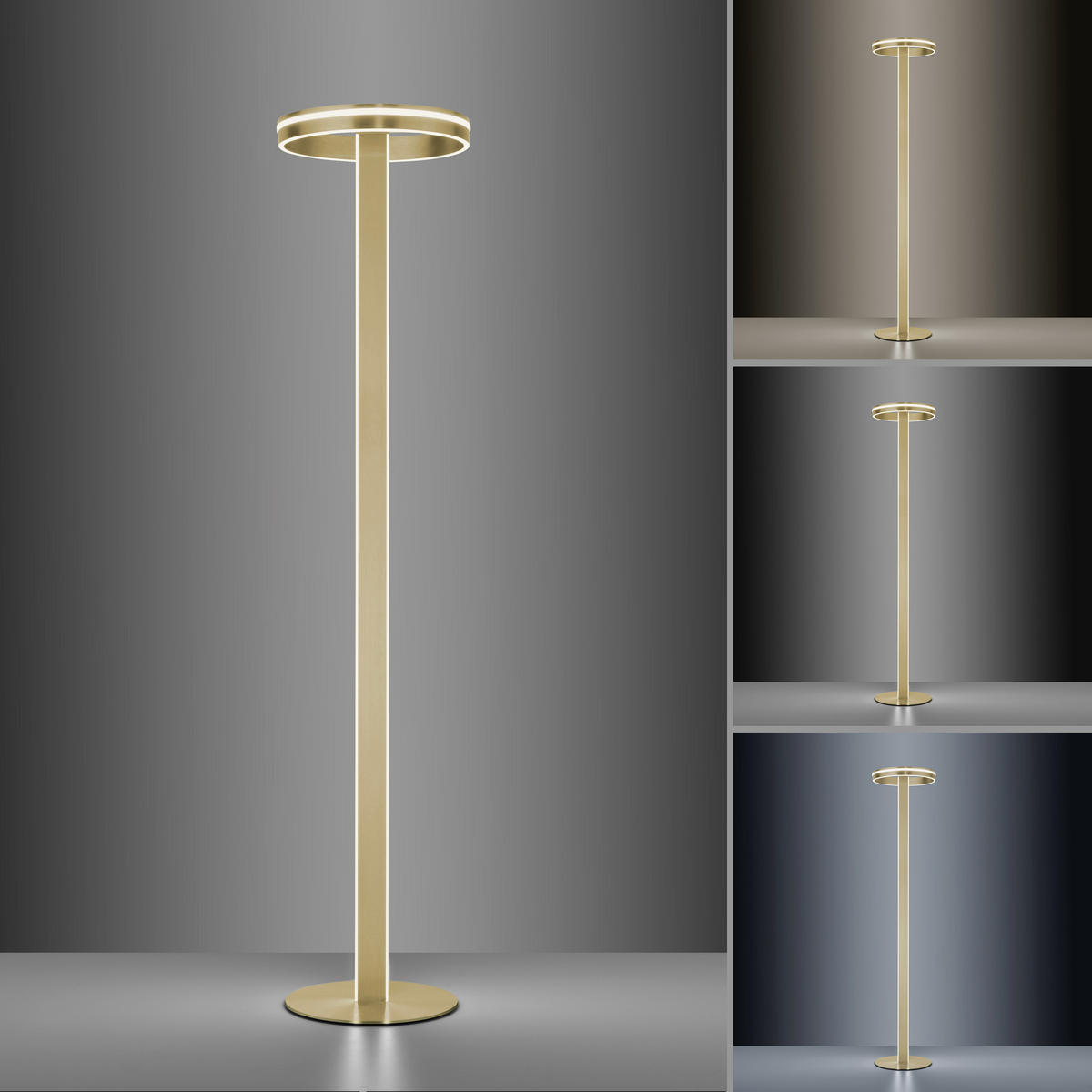 LED-STEHLEUCHTE 40/40/197 cm    - Messingfarben, Design, Kunststoff/Metall (40/40/197cm) - Paul Neuhaus