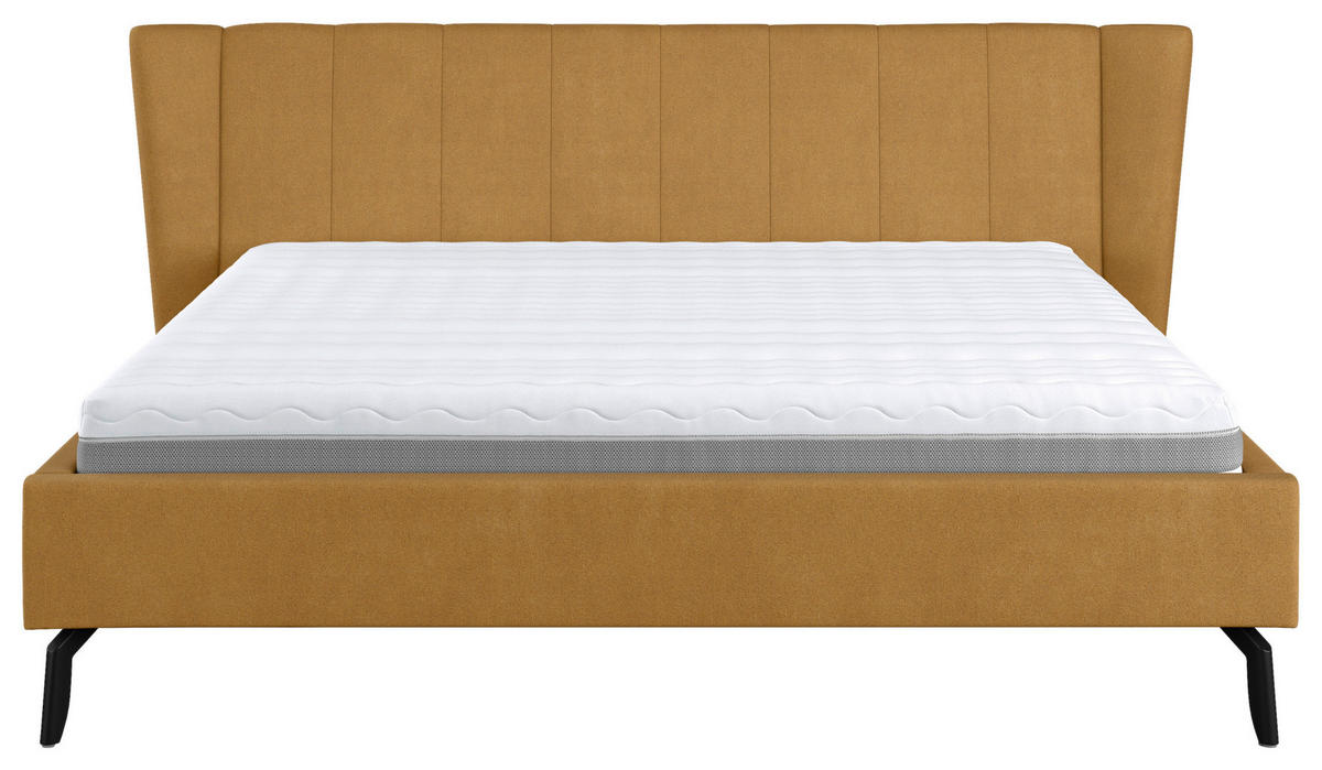 KÁRPITOZOTT ÁGY 160/200 cm  sárga  - sárga/fekete, Basics, faalapú anyag/textil (160/200cm) - Carryhome