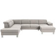 WOHNLANDSCHAFT inkl.Funktionen Ecru Webstoff  - Ecru/Silberfarben, Design, Textil/Metall (226/320/168cm) - Xora