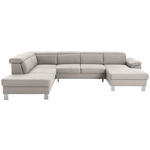 WOHNLANDSCHAFT inkl.Funktionen Ecru Webstoff  - Ecru/Silberfarben, Design, Textil/Metall (226/320/168cm) - Xora