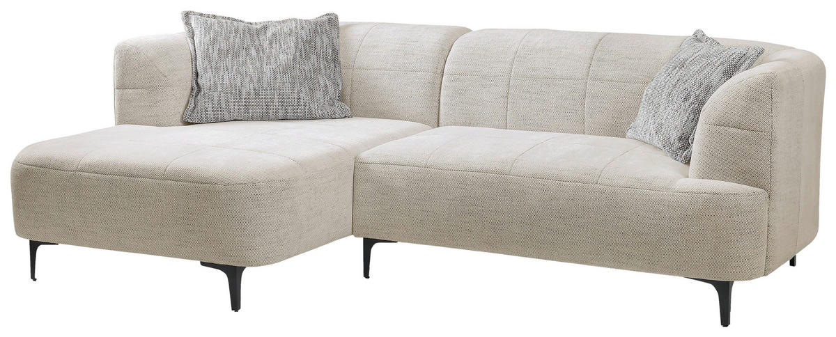 ECKSOFA in Struktur Creme  - Creme/Schwarz, Design, Textil/Metall (158/247cm) - MID.YOU