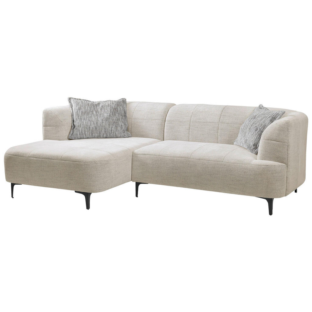 Thumbnail - Mid.you Ecksofa, Creme, Textil, 3-Sitzer, Füllung: Polyurethan (Pur), Ottomane links, L-Form, 247x158 cm, Made in EU, Wo...