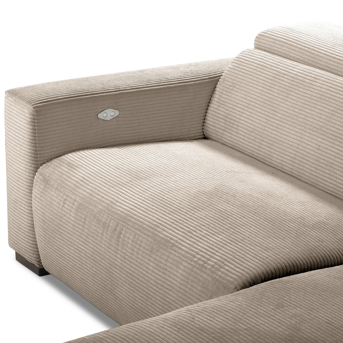 ECKSOFA RENO Hellgrau Cord Relaxfunktion, Kopfteilverstellung  - Hellgrau/Schwarz, Design, Kunststoff/Textil (248/184cm) - Livetastic