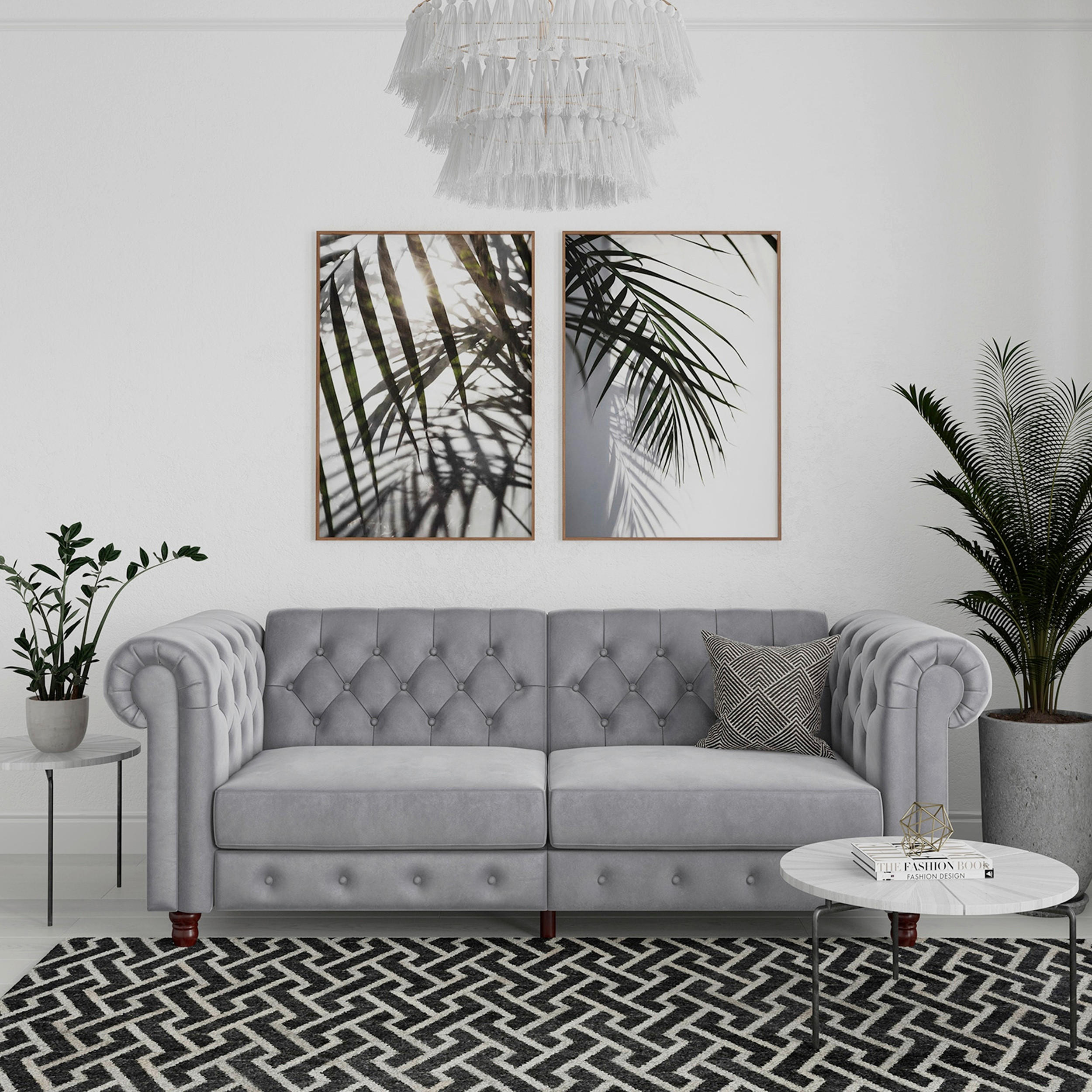 SCHLAFSOFA FIRENZE in Velours Hellgrau Vintage, Skandinavisch, Modern  - Hellgrau/Schwarz, Basics, Holz/Textil (236/83/87cm) - Livetastic