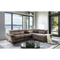 ECKSOFA SONO in Lederlook Braun Bettkasten, Armteilverstellung, Kopfteilverstellung  265/210 cm  - Schwarz/Braun, Design, Textil/Metall (265/210cm) - Livetastic