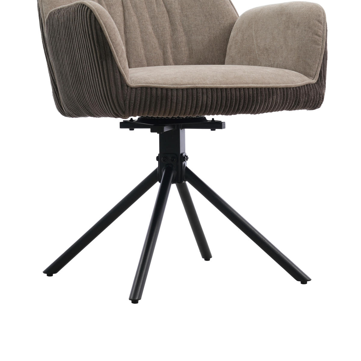 ARMLEHNSTUHL  Sitzfläche 180° drehbar Mikrofaser  Schwarz, Dunkelbraun, Beige  - Dunkelbraun/Beige, MODERN, Textil/Metall (60/89/65cm) - Livetastic