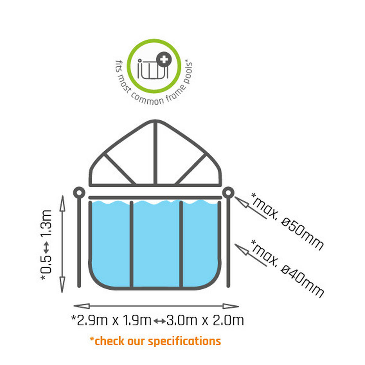 POOLTAK - transparent, Klassisk, metall/plast (333/230/115cm) - EXIT Toys