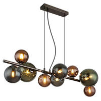 LED-HÄNGELEUCHTE 86/36/120 cm    - Petrol/Bronzefarben, Design, Glas/Metall (86/36/120cm) - Globo