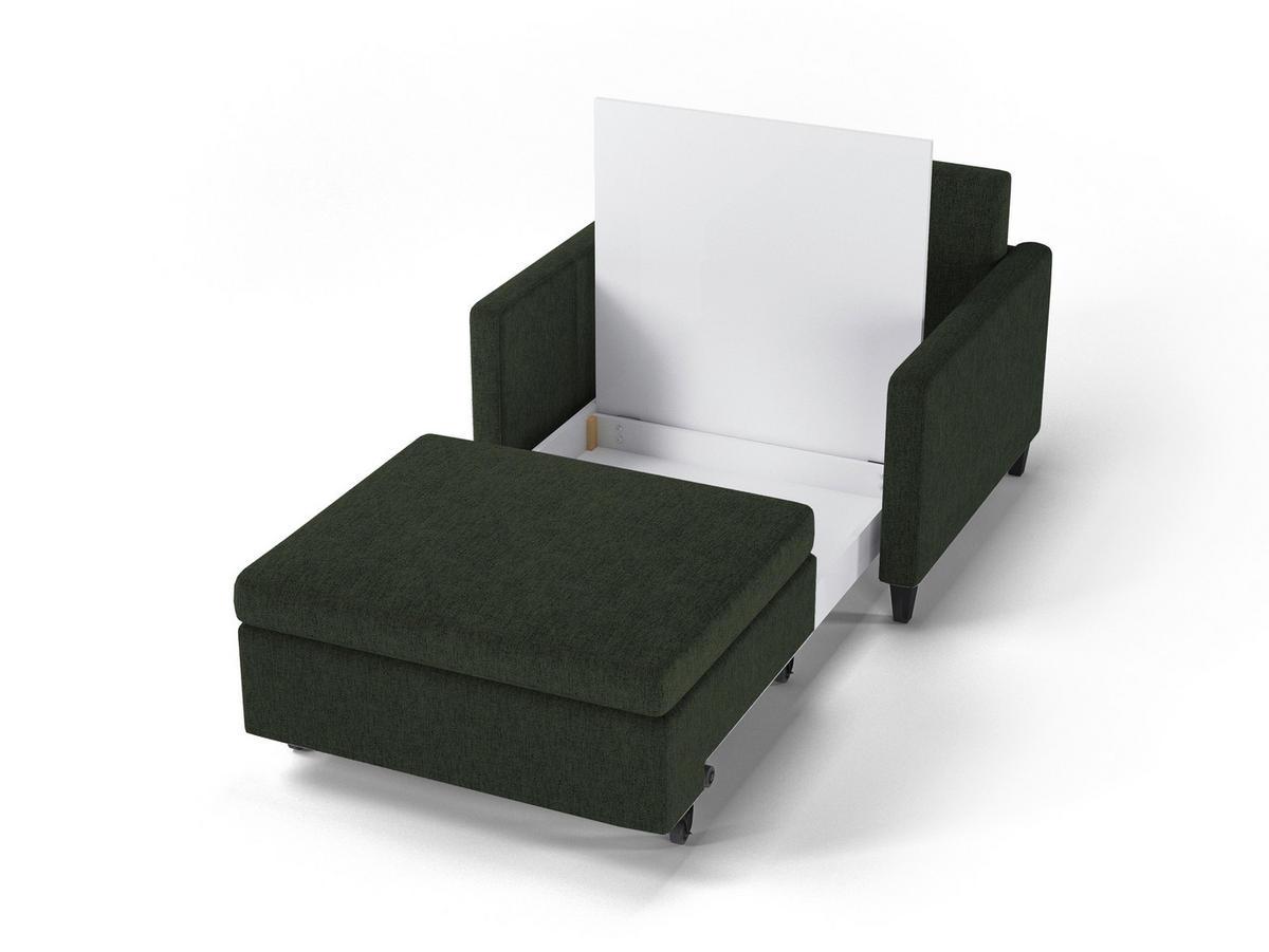 SCHLAFSESSEL SYDNEY  mit Flachgewebe Dunkelgrün  - Dunkelgrün/Schwarz, Design, Holz/Textil (95cm) - MID.YOU