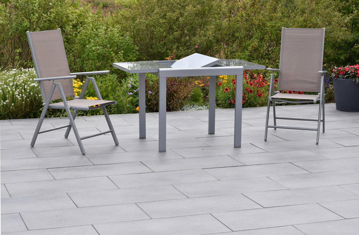 GARTENSET 3-teilig Aluminium  - Taupe/Silberfarben, MODERN, Kunststoff/Metall - Gardenson