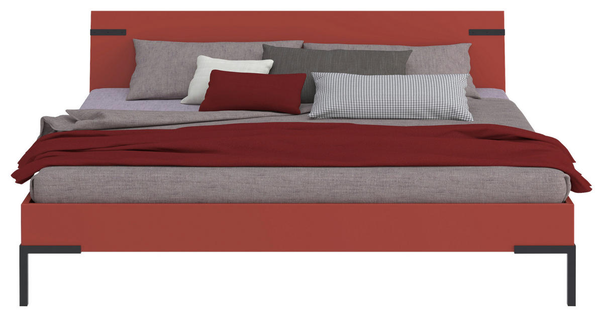 BETT 200/200 cm,  in Rot, Koralle  - Koralle/Rot, Design, Metall (200/200cm) - Xora