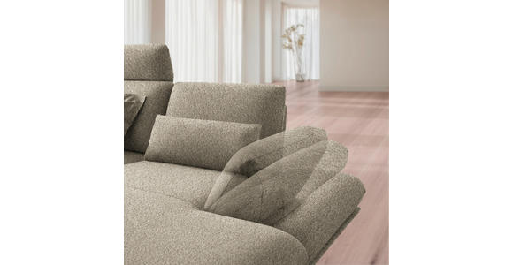 ECKSOFA  in Flachgewebe Hellbraun Rücken echt, Armteilverstellung, Relaxfunktion  234/155 cm  - Hellbraun/Schwarz, Design, Textil/Metall (234/155cm) - Dieter Knoll