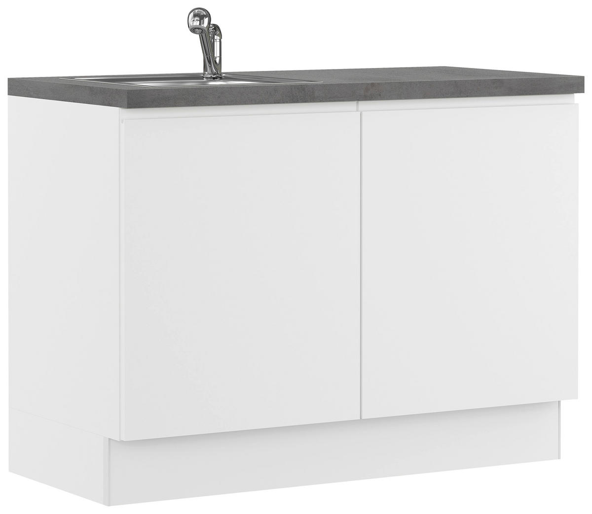 SPÜLENUNTERSCHRANK 120/91,8/58 cm  in Weiß  - Schieferfarben/Weiß, Basics, Holzwerkstoff (120/91,8/58cm) - Impuls