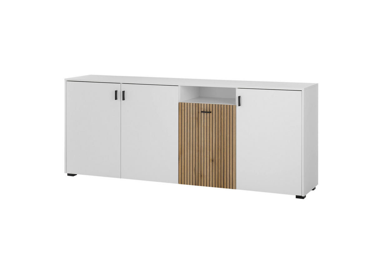 SIDEBOARD  in  - Eichefarben/Schwarz, Design, Holzwerkstoff/Kunststoff (200cm) - MID.YOU