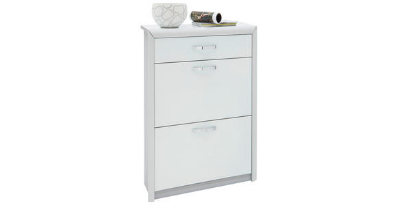 SCHUHSCHRANK Weiß, Alufarben  - Alufarben/Weiß, Design, Glas/Holzwerkstoff (63/103/32cm) - Dieter Knoll