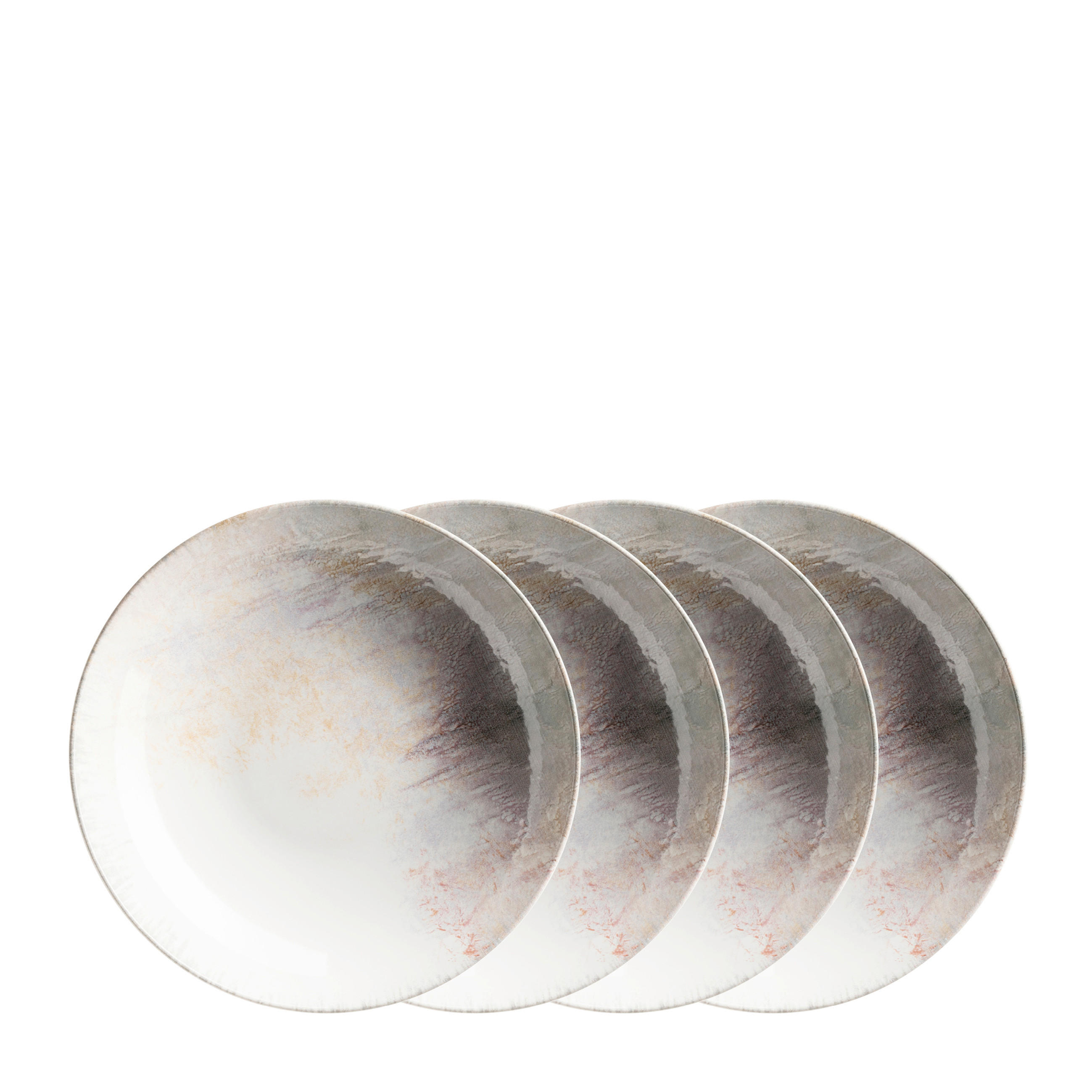 SUPPENTELLERSET Lila, Weiß 4-teilig Steinzeug AQUARELLIA LILA  - Lila/Weiß, Basics, Keramik (21,5/4,8cm) - Mäser