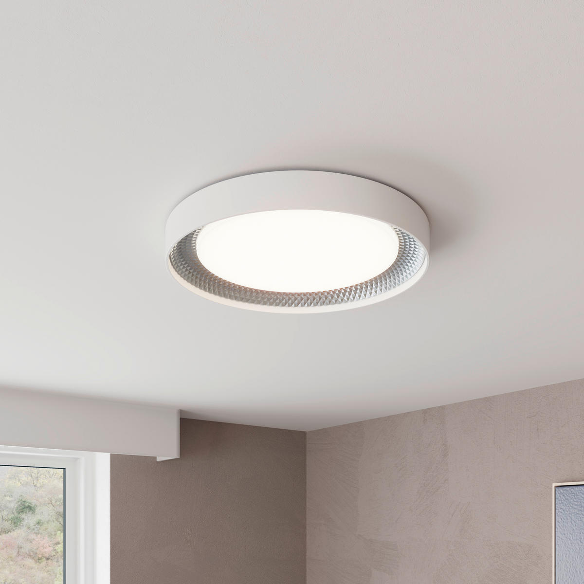 LED-DECKENLEUCHTE Ogulin 48,5/8 cm   - Hellgrau/Weiß, Design, Kunststoff (48,5/8cm) - Novel