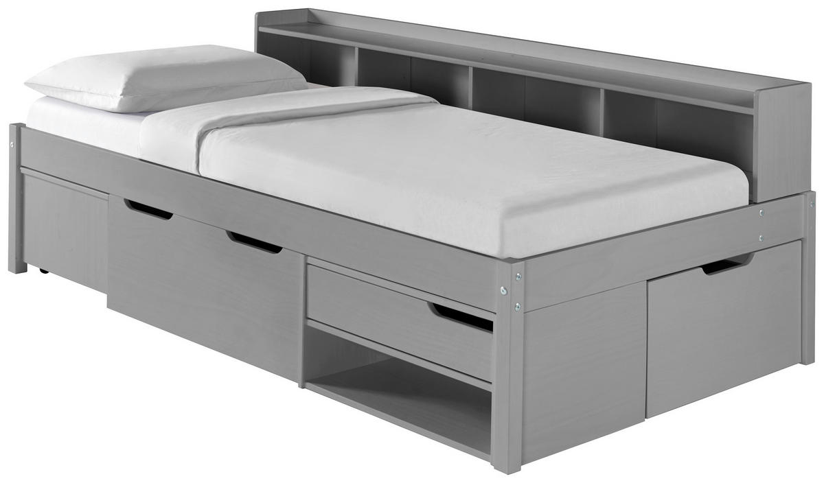 STAURAUMBETT 90/200 cm  in Grau  - Naturfarben/Grau, MODERN, Holz/Holzwerkstoff (90/200cm) - MID.YOU