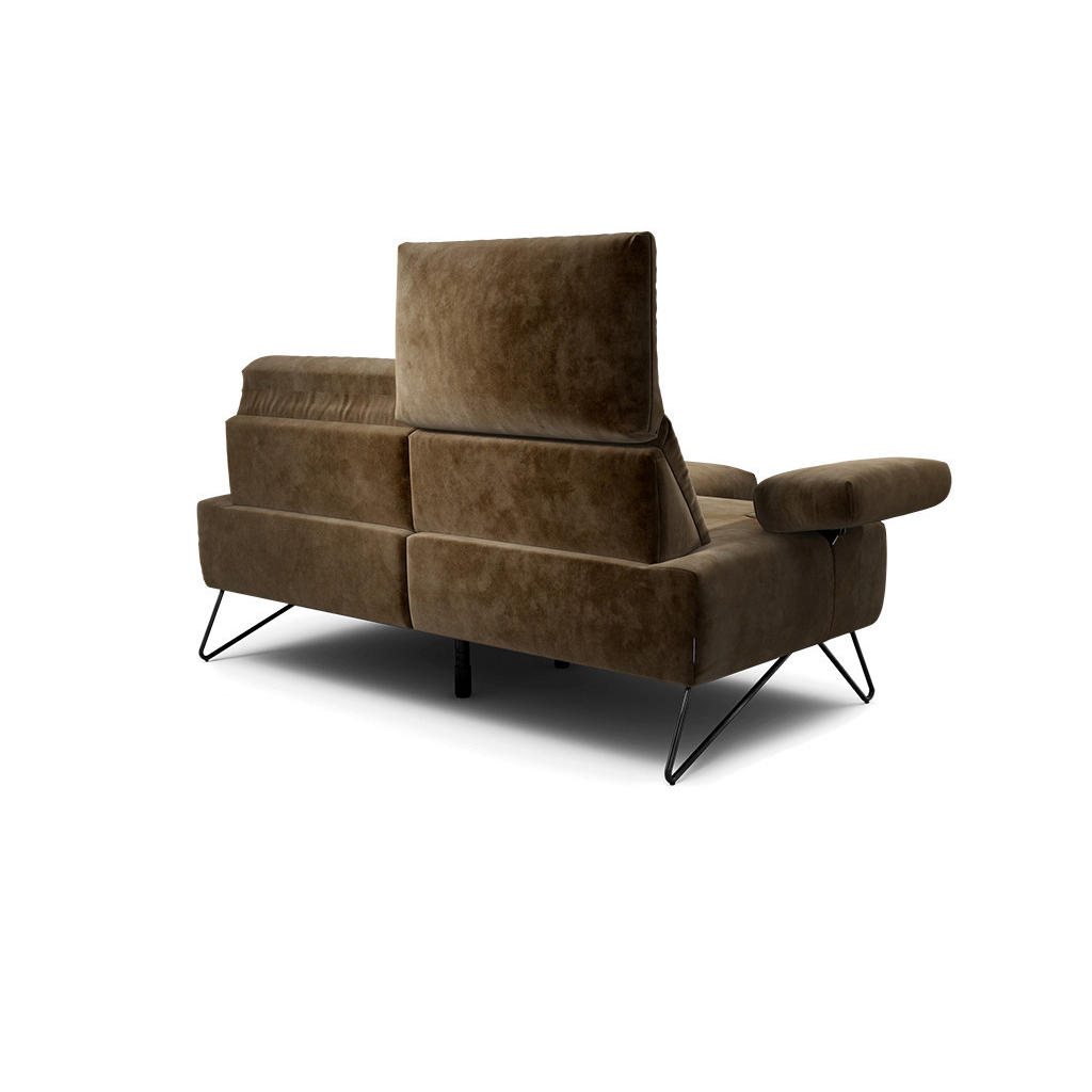 Thumbnail - Sensoo 2-Sitzer-Sofa Cosy, Dunkelbraun, Textil, 164-194x85x86-94 cm, Stoffauswahl, Armteil links, rechts, Wohnzimmer, So...