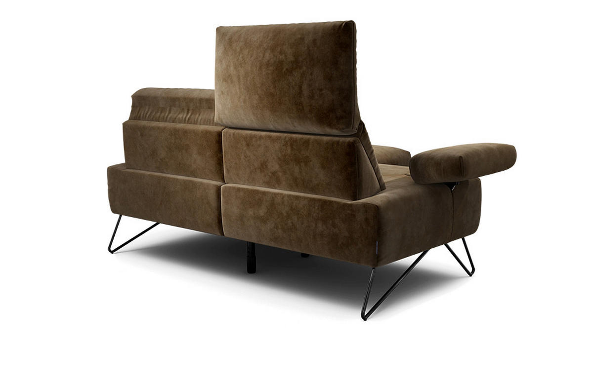 2-SITZER-SOFA Samt Dunkelbraun  - Dunkelbraun/Schwarz, Design, Textil/Metall (164-194/85/86-94cm) - SENSOO