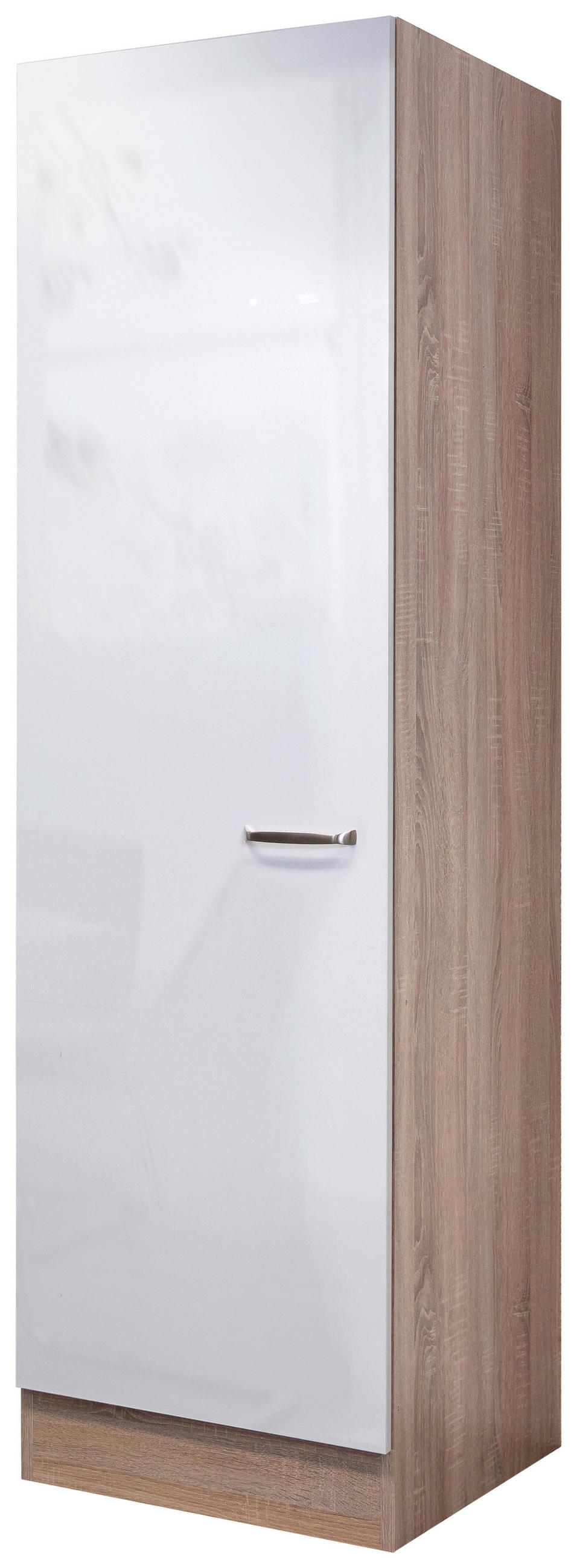 GESCHIRRSCHRANK 50/200/57 cm  in Sonoma Eiche, Weiß Hochglanz  - Edelstahlfarben/Weiß Hochglanz, MODERN, Holzwerkstoff/Metall (50/200/57cm) - FlexWell