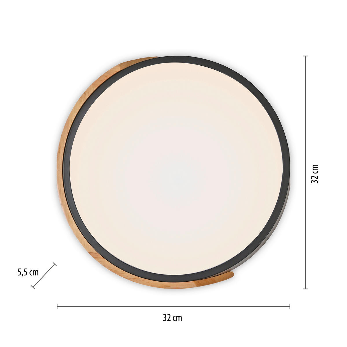 LED PLAFONJERA - crna, Dizajnerski, drvo/metal (32/32/5,5cm)