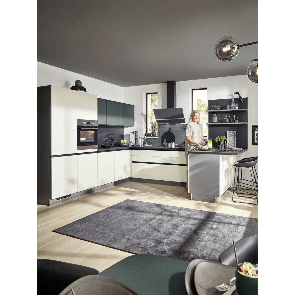 Thumbnail - Welnova Eckküche Win, Anthrazit, Dunkelgrün, Magnolie, Metall, U-Form, nur wie online abgebildet bestellbar, 340x305 cm,...