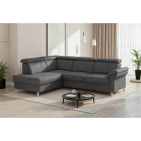 ECKSOFA 194/245 cm ARNGAST E in Echtleder Mokka Kopfteilverstellung  194/245 cm  - Chromfarben/Mokka, Basics, Leder/Textil (194/245cm) - Sit & More