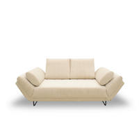 SCHLAFSOFA in Cord, Mikrofaser Creme  - Creme/Schwarz, Design, Textil/Metall (210/95/97cm) - MID.YOU