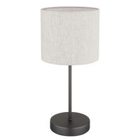 TISCHLEUCHTE THEA 17/37 cm  - Schwarzchrom/Creme, Design, Kunststoff/Textil (17/37cm) - Globo