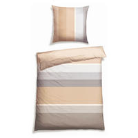 BETTWÄSCHE 2-teilig ENDY STRIPES Renforcé 135/200 cm  - Sandfarben, Basics, Textil (135/200cm)
