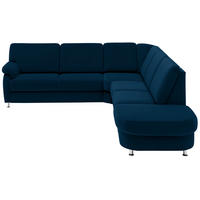 ECKSOFA in Flachgewebe Dunkelblau  - Alufarben/Dunkelblau, Konventionell, Textil/Metall (269/287cm) - Beldomo System