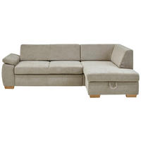 ECKSCHLAFSOFA  in Chenille Hellbraun  - Hellbraun/Eiche Bianco, KONVENTIONELL, Holz/Textil (253/170cm) - Beldomo Style