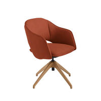 ARMLEHNSTUHL  in Echtleder naturbelassen  - Wildeiche/Rot, Design, Leder/Holz (63/74-90/57-73cm) - Koinor