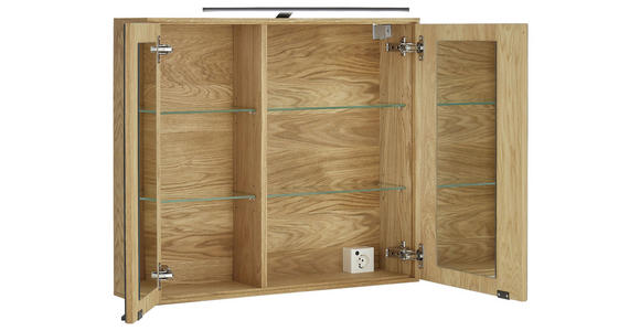 SPIEGELSCHRANK 80/70/20 cm  - Eichefarben/Silberfarben, KONVENTIONELL, Glas/Holz (80/70/20cm) - Linea Natura