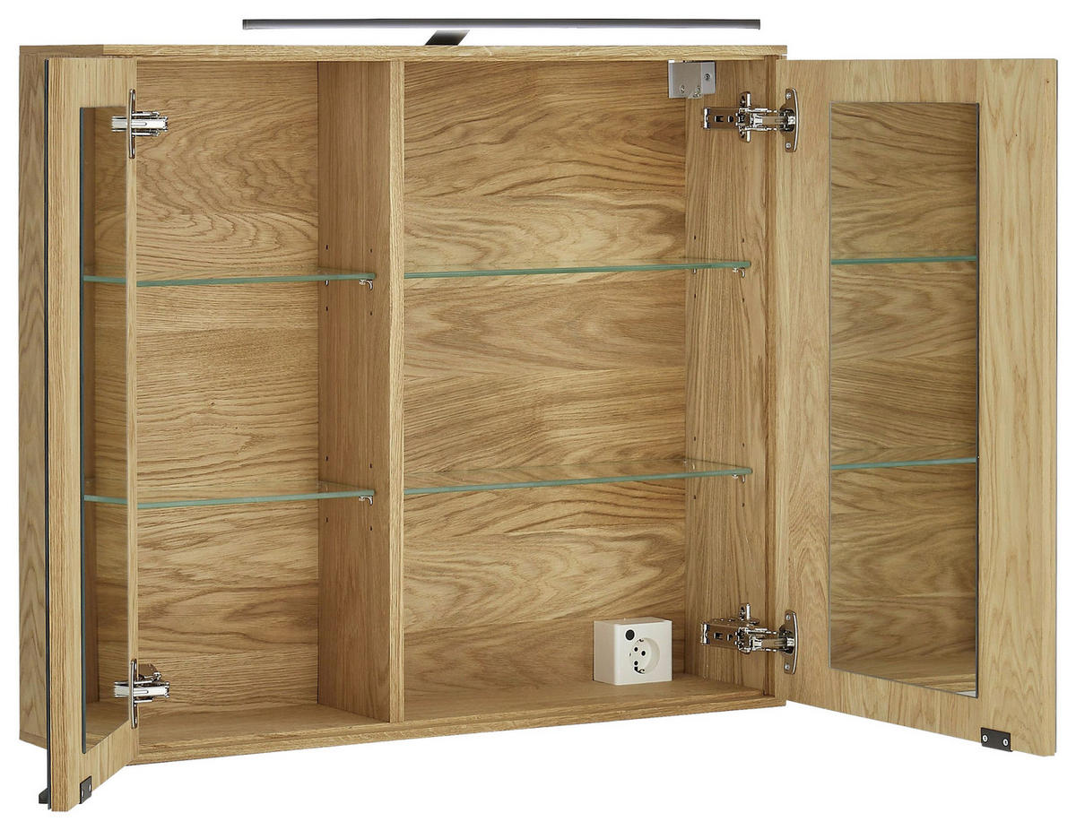 SPIEGELSCHRANK 80/70/20 cm  - Eichefarben/Silberfarben, KONVENTIONELL, Glas/Holz (80/70/20cm) - Linea Natura