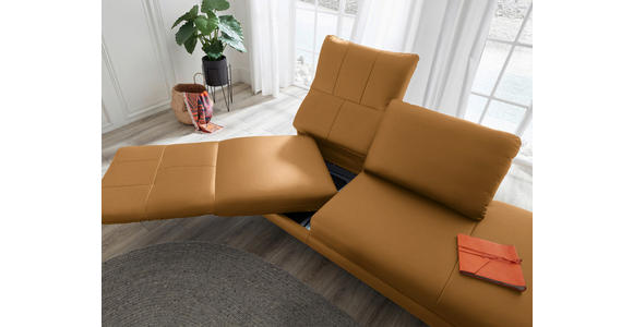 RÉCAMIERE in Echtleder Currygelb - Chromfarben/Currygelb, Design, Leder/Metall (209/85-109/95-16cm) - Dieter Knoll