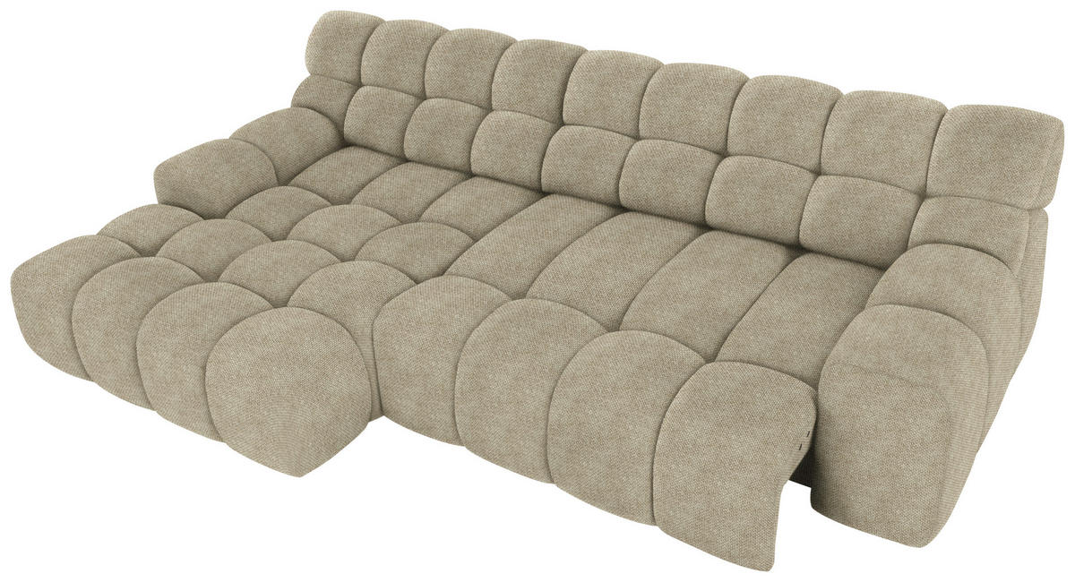 Ecksofa inkl. Funktion Beigebraun Webstoff  - Beigebraun/Schwarz, MODERN, Kunststoff/Textil (180/297cm) - Welnova