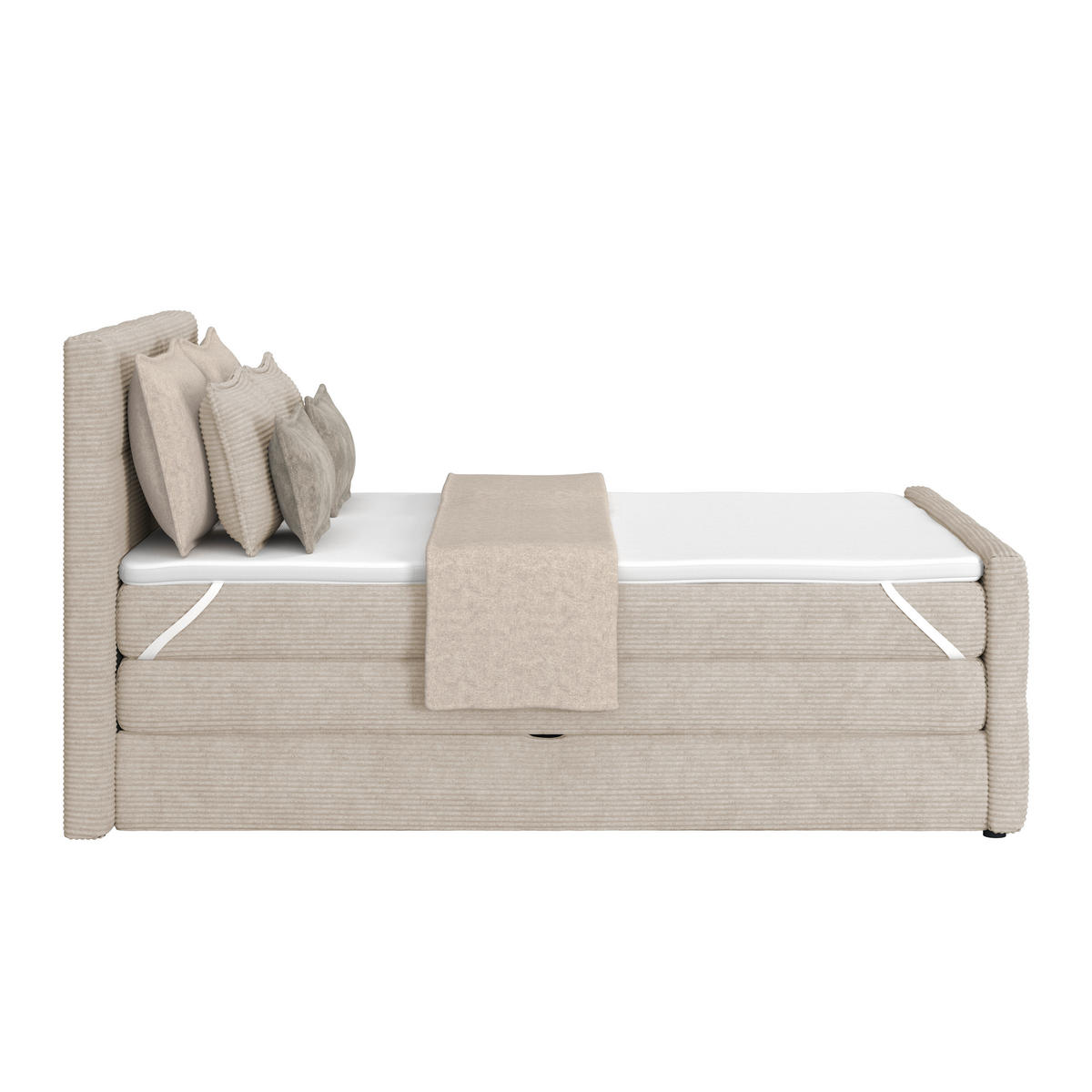 BOXSPRINGBETT 140/200 cm,  in Beige, gepolstertes Kopfteil, Bettkasten, Topper, Matratzen, H4 + H4 = sehr fest  - Beige, KONVENTIONELL, Holz/Holzwerkstoff (140/200cm) - Luca Bessoni