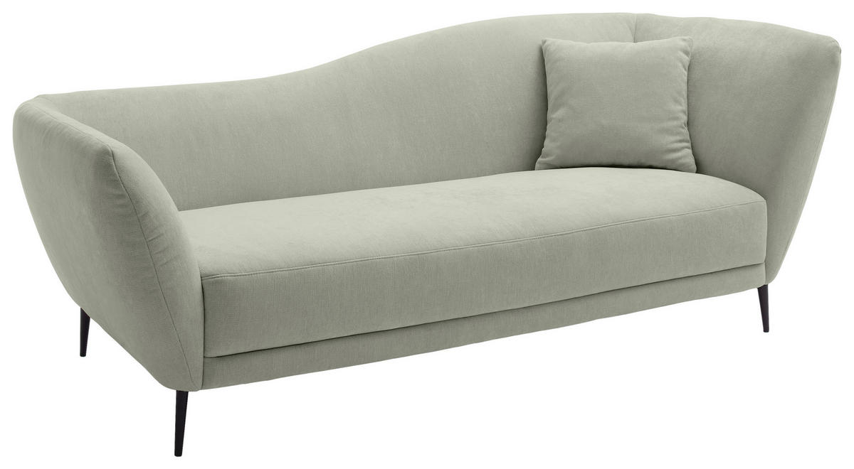 RÉCAMIERE Salbeigrün Chenille Zierkissen, Rücken echt  - Salbeigrün/Schwarz, KONVENTIONELL, Textil/Metall (224/70/97cm) - Hom`in