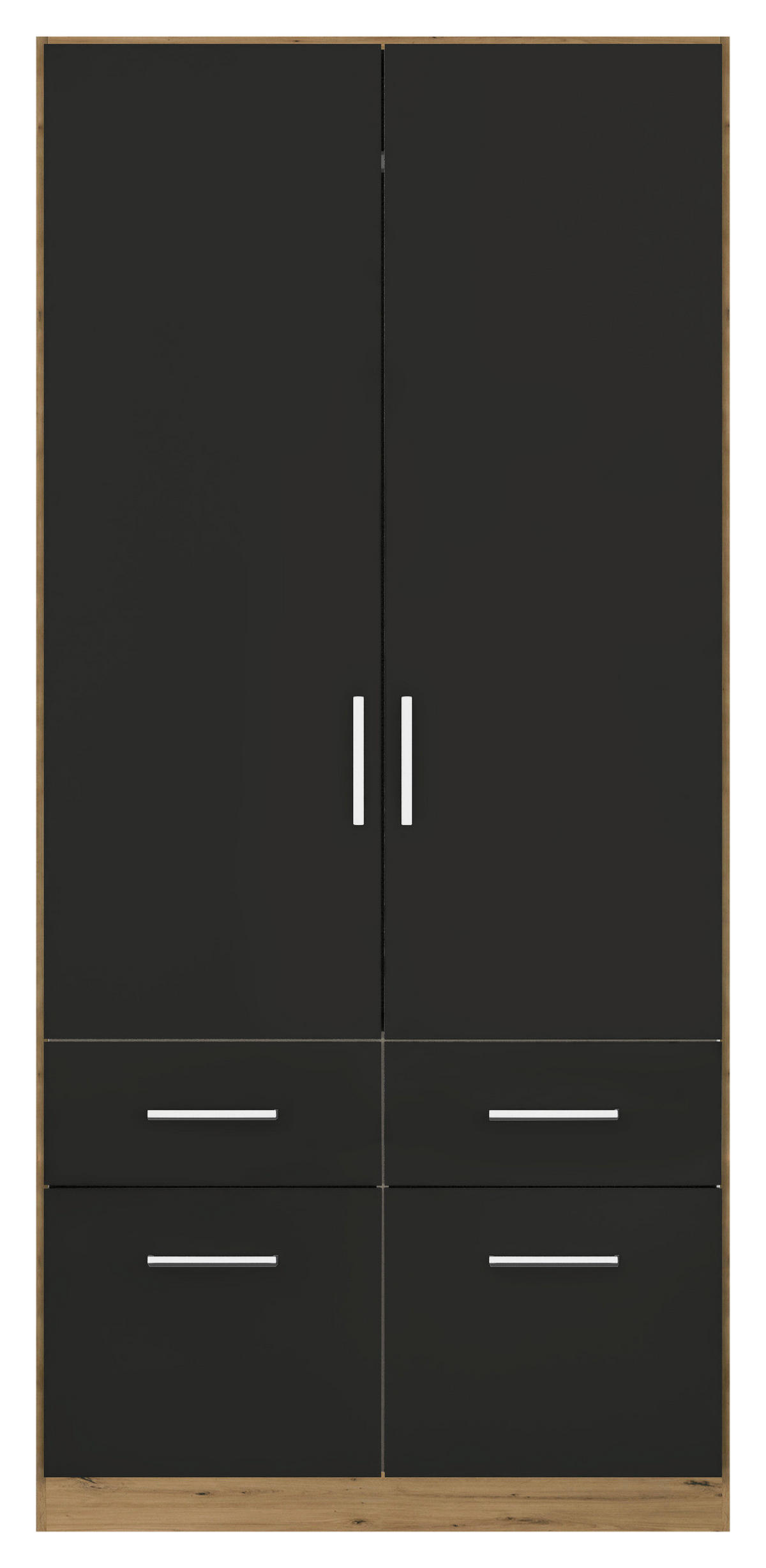 GARDEROB MED GÅNGJÄRN 91/210/54 cm 2-dörrar - kromfärg/grå, Modern, trämaterial/plast (91/210/54cm) - Rauch Möbel